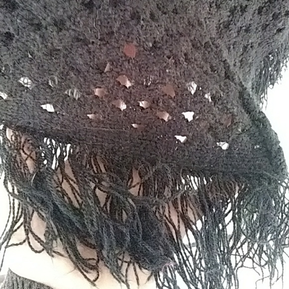 Fall Fringe Black Shawl - Picture 3 of 3